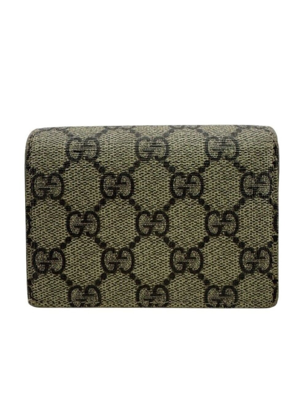 Gucci GG Supreme Logo Heart Motif Compact Wallet Bifold Beige Leather